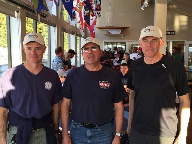Top three, from left to right, Andy Mack (third place), Todd Willsie (second place), Michael O’Brien (first place) - 2015 Puget Sound Sailing Championships © Xavier Dachez